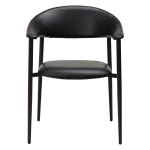 Rover Armchair Vintage Black Art Leather With Black Metal Legs 100370120 02 Front