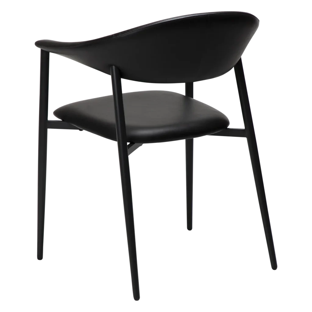 Rover Armchair Vintage Black Art Leather With Black Metal Legs 100370120 05 Back Angle