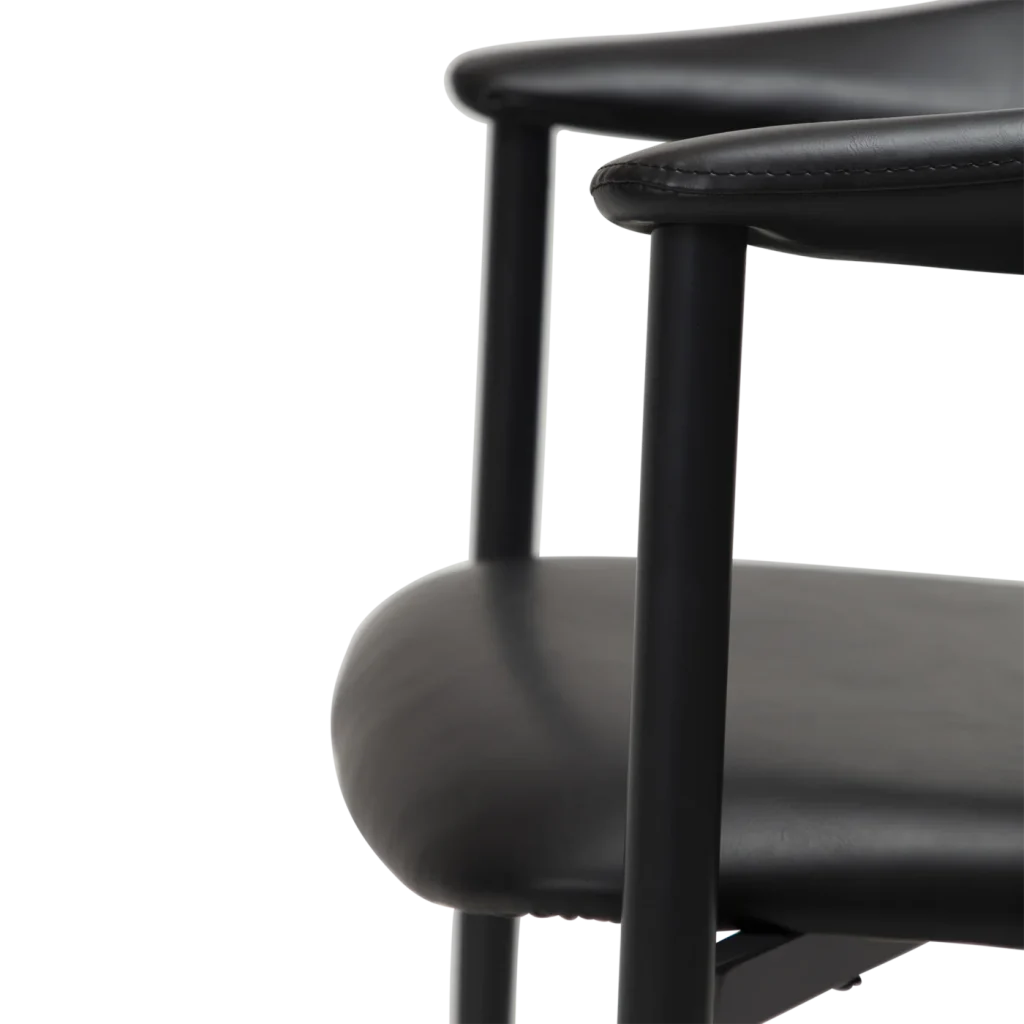 Rover Armchair Vintage Black Art Leather With Black Metal Legs 100370120 07 Detail2