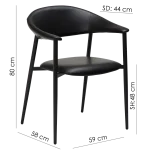 Rover Armchair Vintage Black Art Leather With Black Metal Legs 100370120 08 Measurements