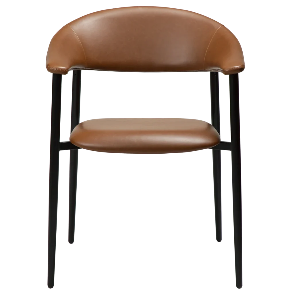 Rover Armchair Vintage Light Brown Art Leather With Black Metal Legs 100370121 02 Front