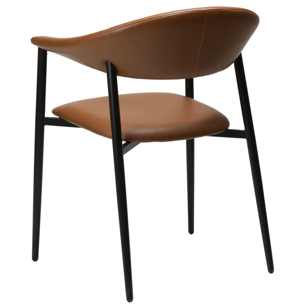 Rover Armchair Vintage Light Brown Art Leather With Black Metal Legs 100370121 05 Back Angle