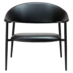 ROVER LOUNGE CHAIR Vintage Black Art. Leather W. Black Metal Legs 700370120 02 Front