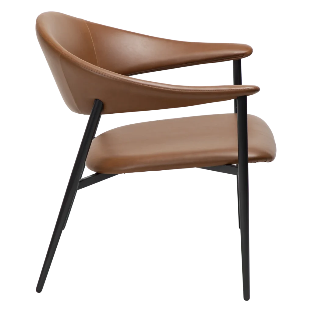 Rover Lounge Chair Vintage Light Brown Art Leather With Black Metal Legs 700370121 03 Profile