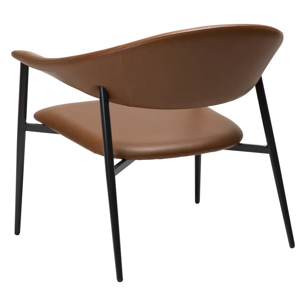 Rover Lounge Chair Vintage Light Brown Art Leather With Black Metal Legs 700370121 05 Back Angle