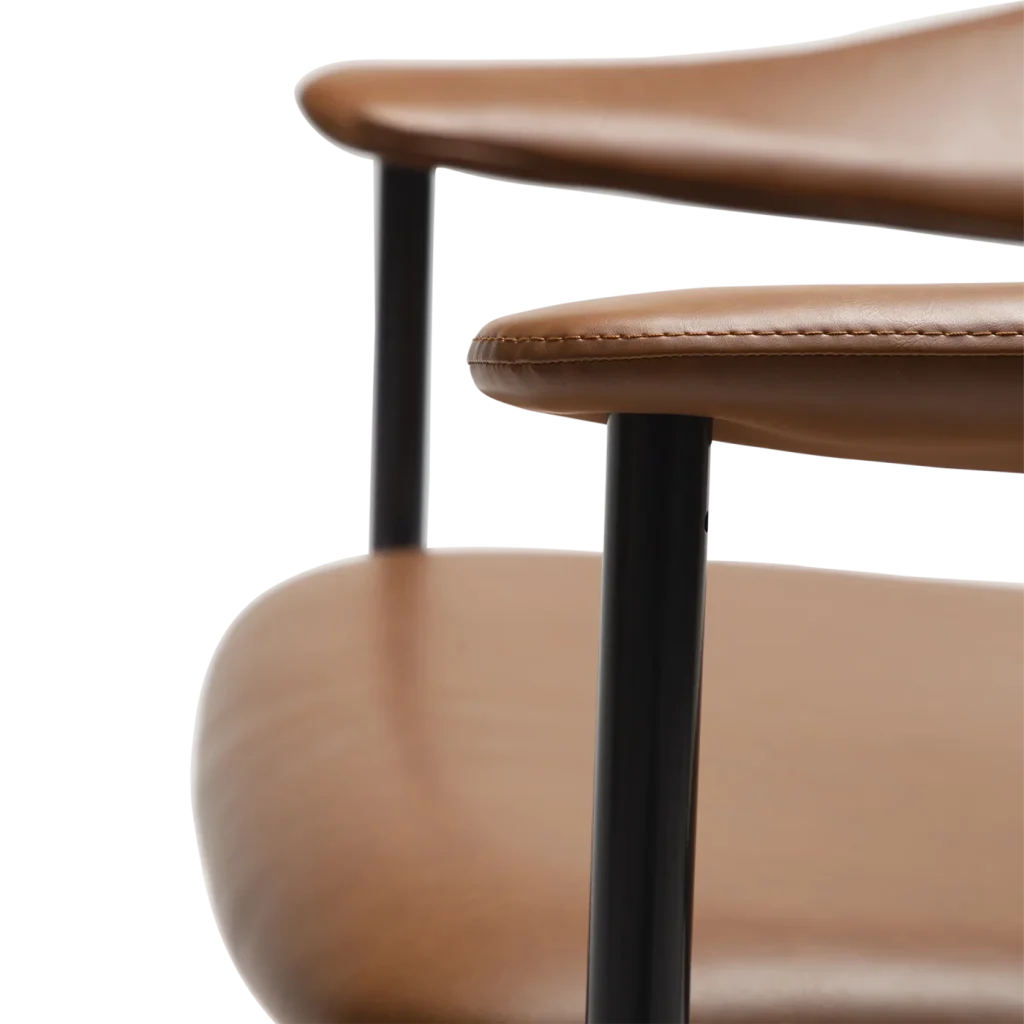 Rover Lounge Chair Vintage Light Brown Art Leather With Black Metal Legs 700370121 10 Detail5