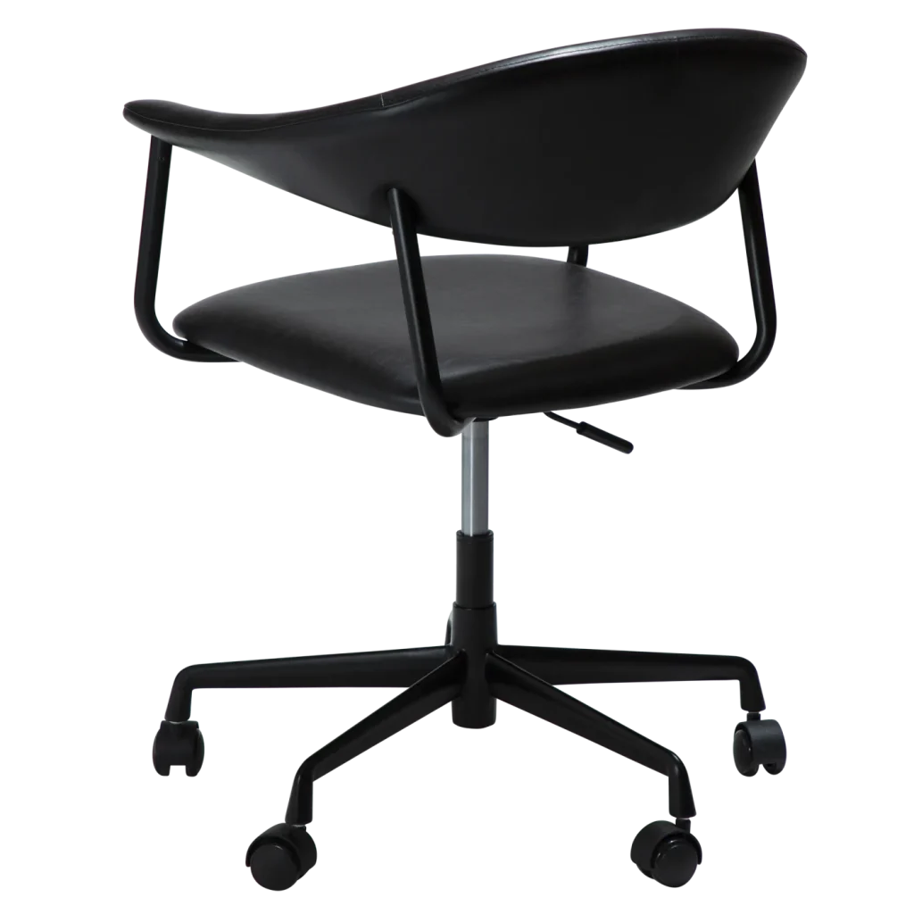 ROVER OFFICE CHAIR Vintage Black Art. Leather W. Black Office Base 800370120 05 Back Angle