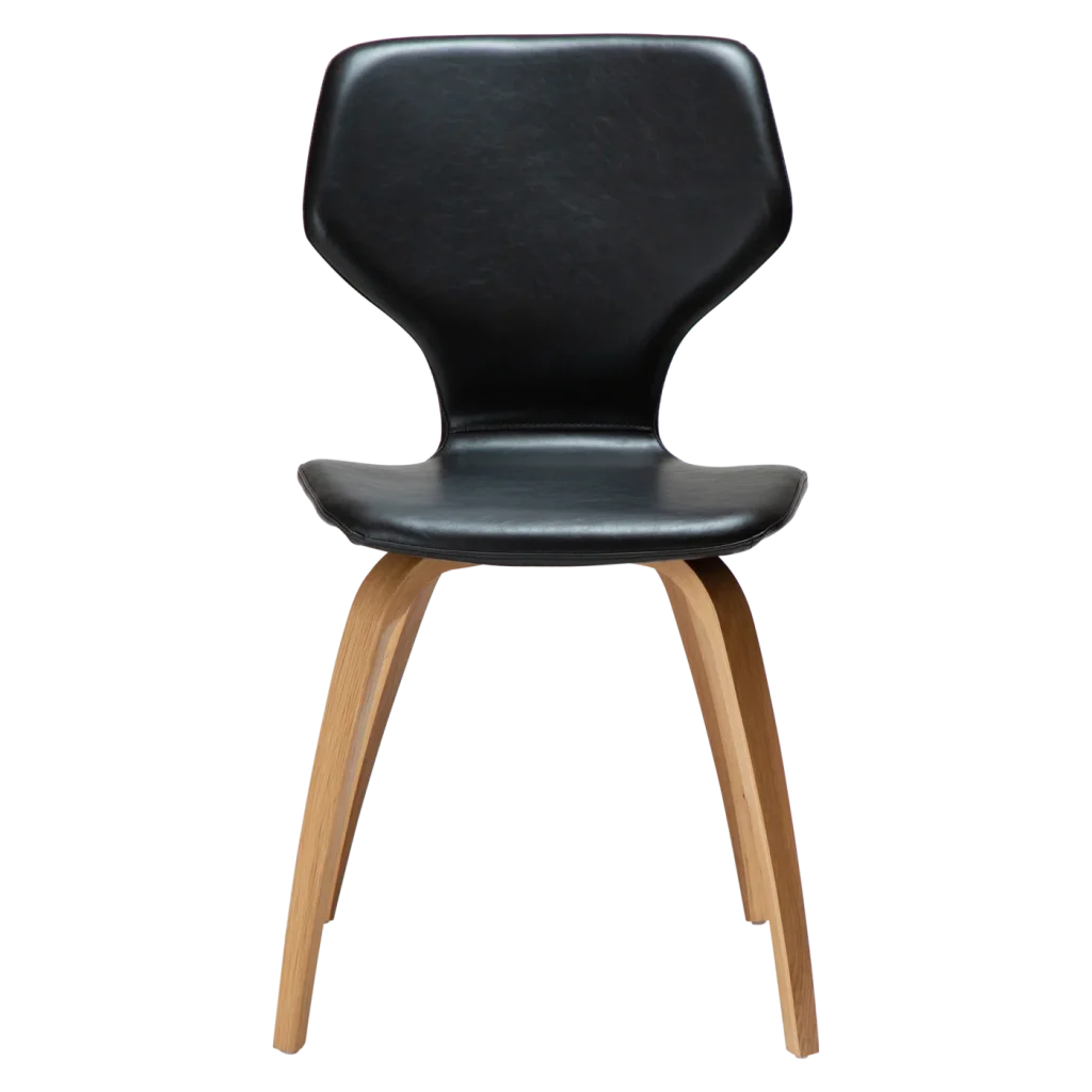 S.I.T CHAIR Vintage Black Art. Leather W. Oak Veneer Legs 100208105 02 Front