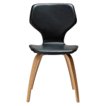 S.I.T CHAIR Vintage Black Art. Leather W. Oak Veneer Legs 100208105 02 Front