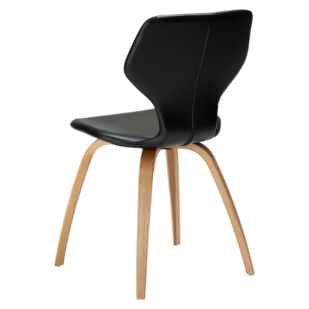 S.I.T CHAIR Vintage Black Art. Leather W. Oak Veneer Legs 100208105 05 Back Angle