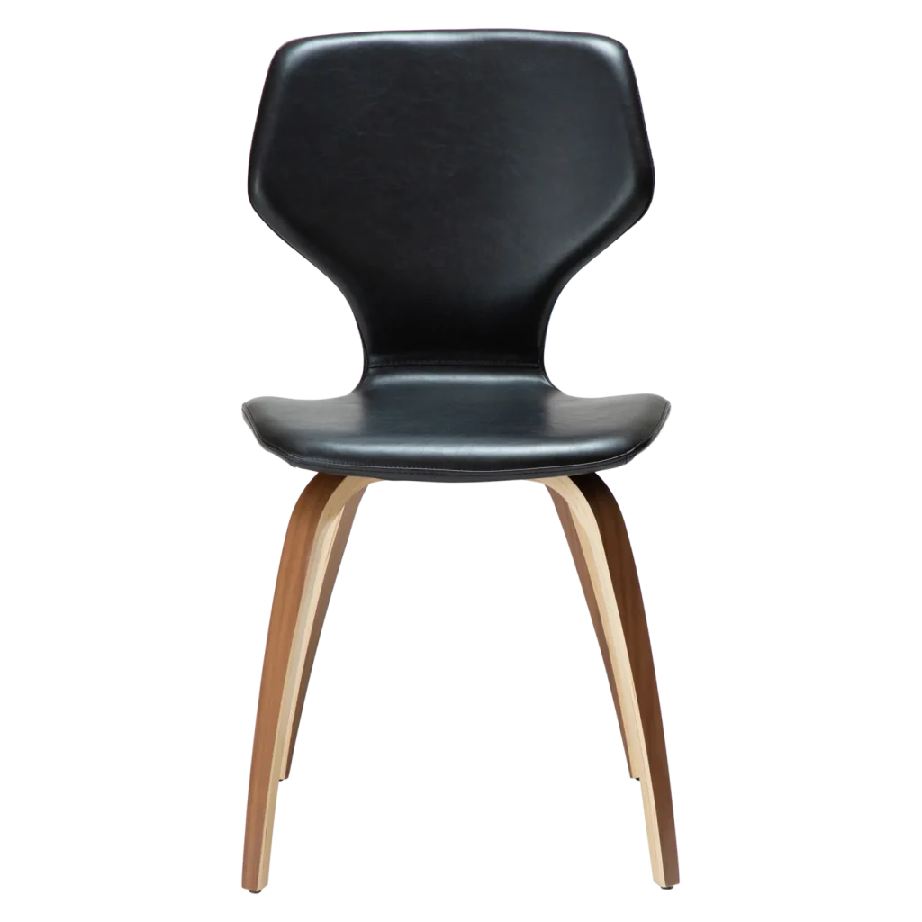 S.I.T CHAIR Vintage Black Art. Leather W. Walnut Veneer Legs 100208111 02 Front