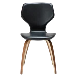 S.I.T CHAIR Vintage Black Art. Leather W. Walnut Veneer Legs 100208111 02 Front