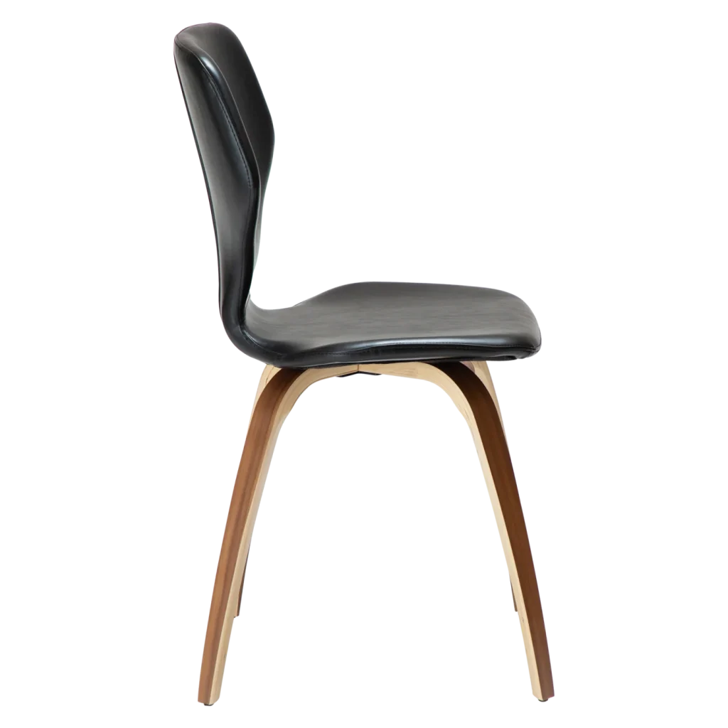 S.I.T CHAIR Vintage Black Art. Leather W. Walnut Veneer Legs 100208111 03 Profile