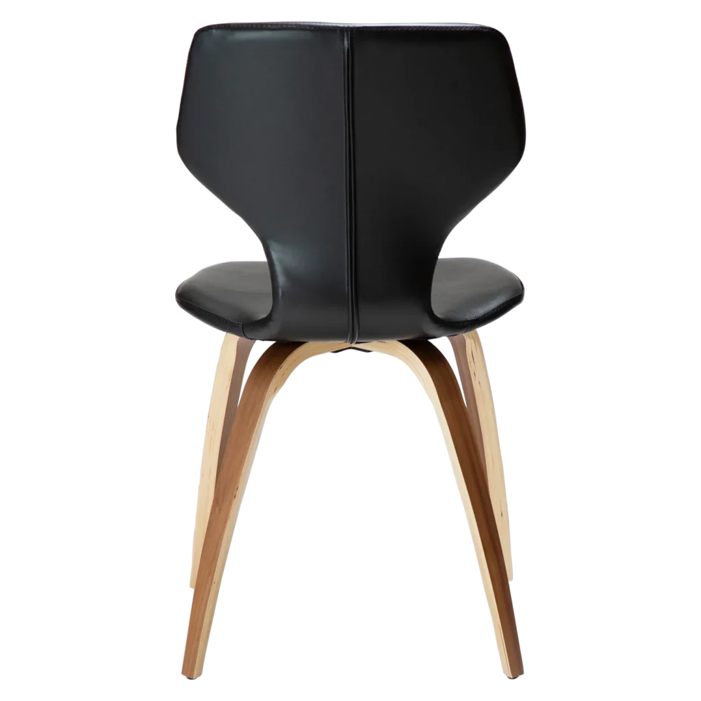 S.I.T CHAIR Vintage Black Art. Leather W. Walnut Veneer Legs 100208111 04 Back