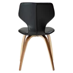 S.I.T CHAIR Vintage Black Art. Leather W. Walnut Veneer Legs 100208111 04 Back