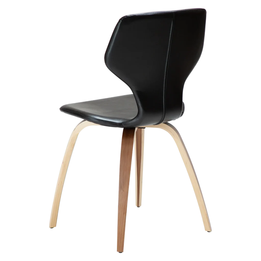 S.I.T CHAIR Vintage Black Art. Leather W. Walnut Veneer Legs 100208111 05 Back Angle