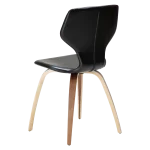 S.I.T CHAIR Vintage Black Art. Leather W. Walnut Veneer Legs 100208111 05 Back Angle