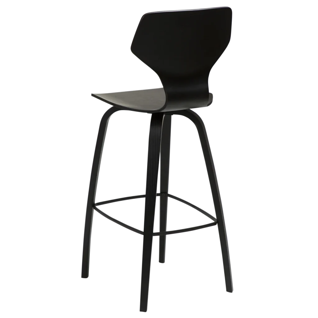 Sit Bar Stool Black Stained Ash Veneer With Black Stained Ash Veneer Legs 200208103 05 Back Angle
