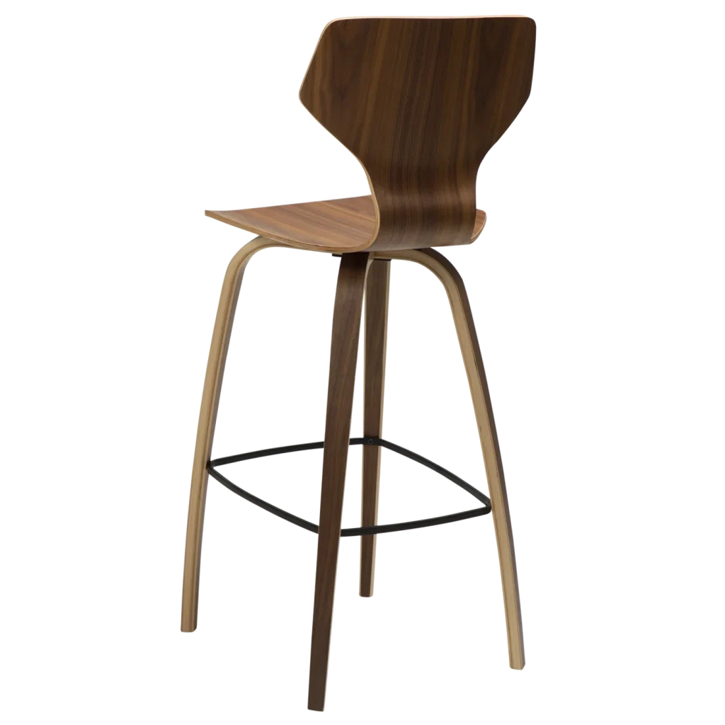Sit Bar Stool Walnut Veneer With Walnut Veneer Legs 200208102 05 Back Angle