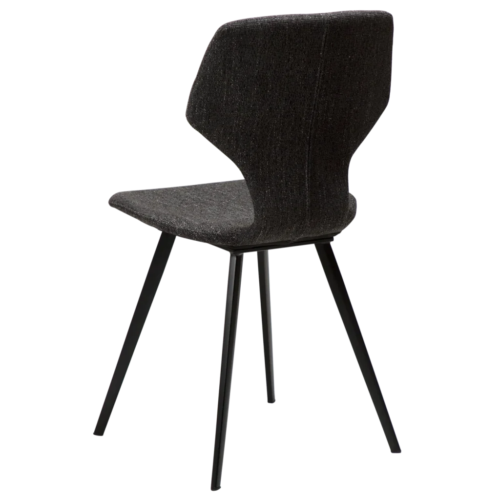 Sit Chair Raven Black Boucle Fabric With Black Metal Legs 100208109 05 Back Angle