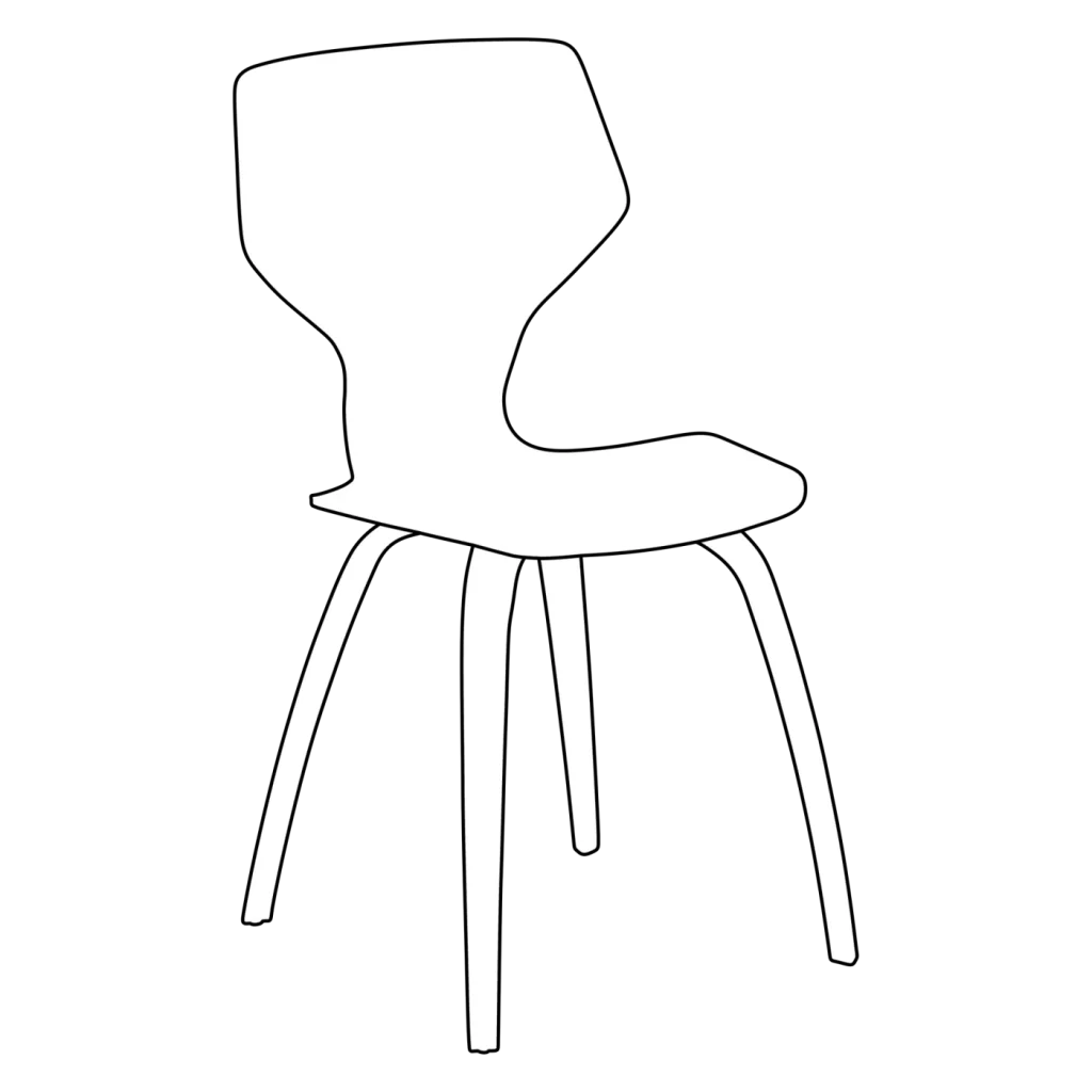 Sit Chair Veneer Legs 01 Drawing
