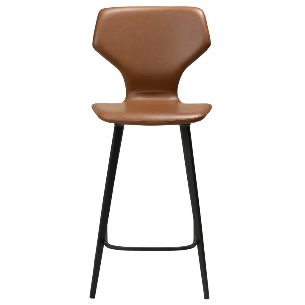 Sit Counter Stool Vintage Light Brown Art Leather Black Metal Legs 300208106 02 Front