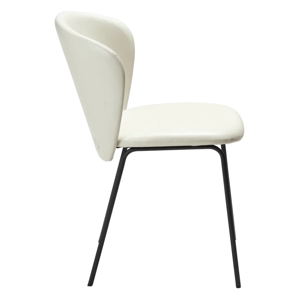 Stay Chair Bone White Art Leather With Black Metal Legs 100202203 03 Profile