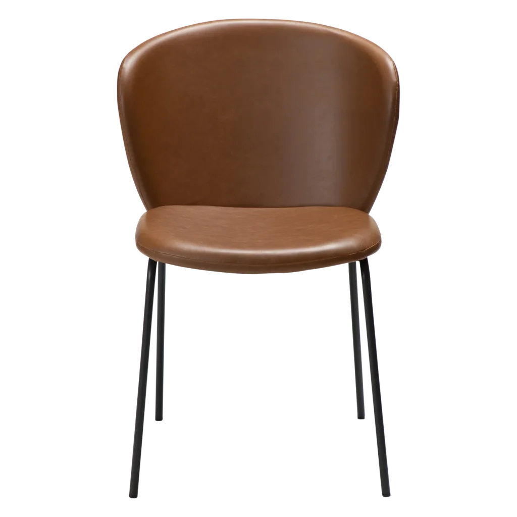Stay Chair Vintage Light Brown Art Leather With Black Metal Legs 100202201 02 Front