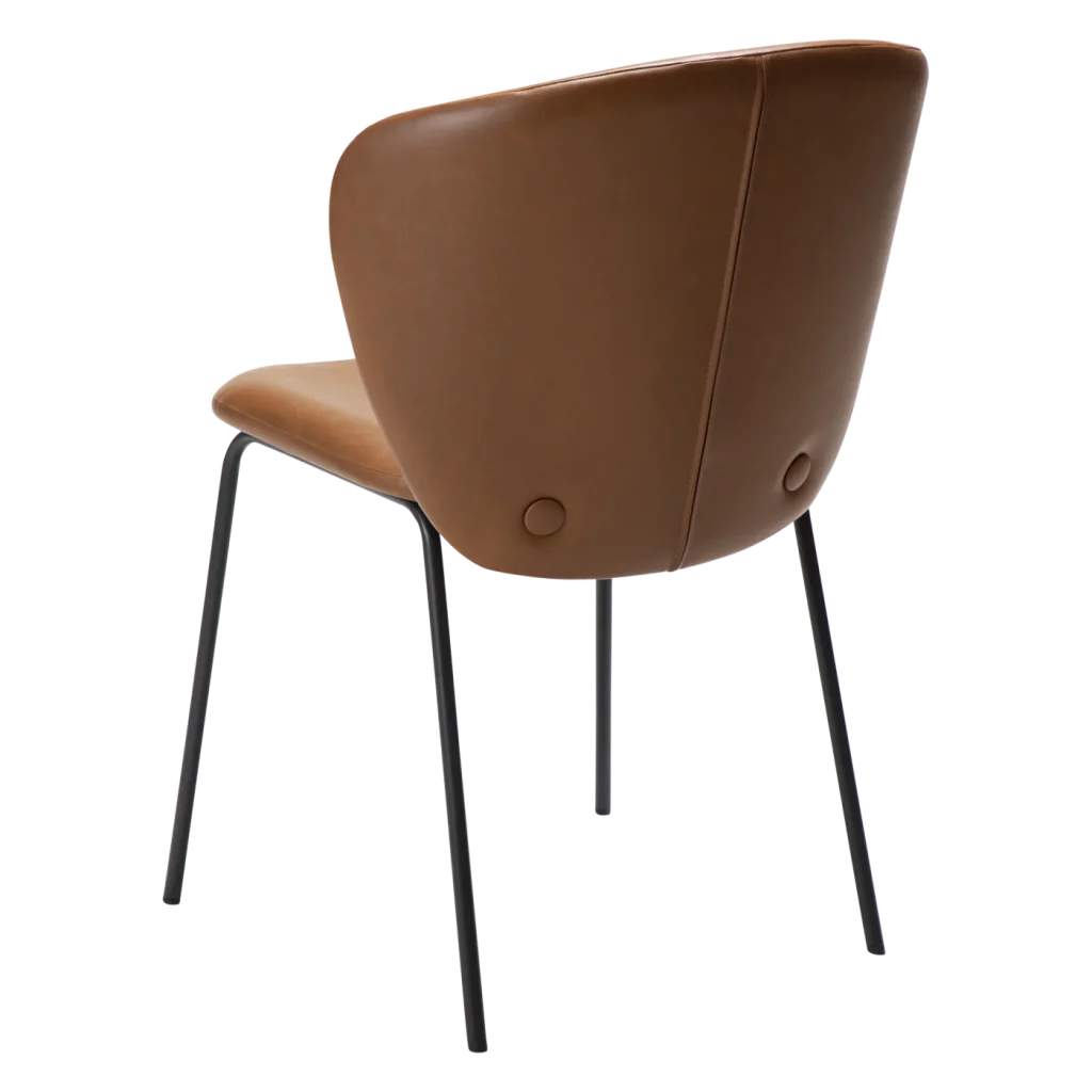Stay Chair Vintage Light Brown Art Leather With Black Metal Legs 100202201 05 Back Angle