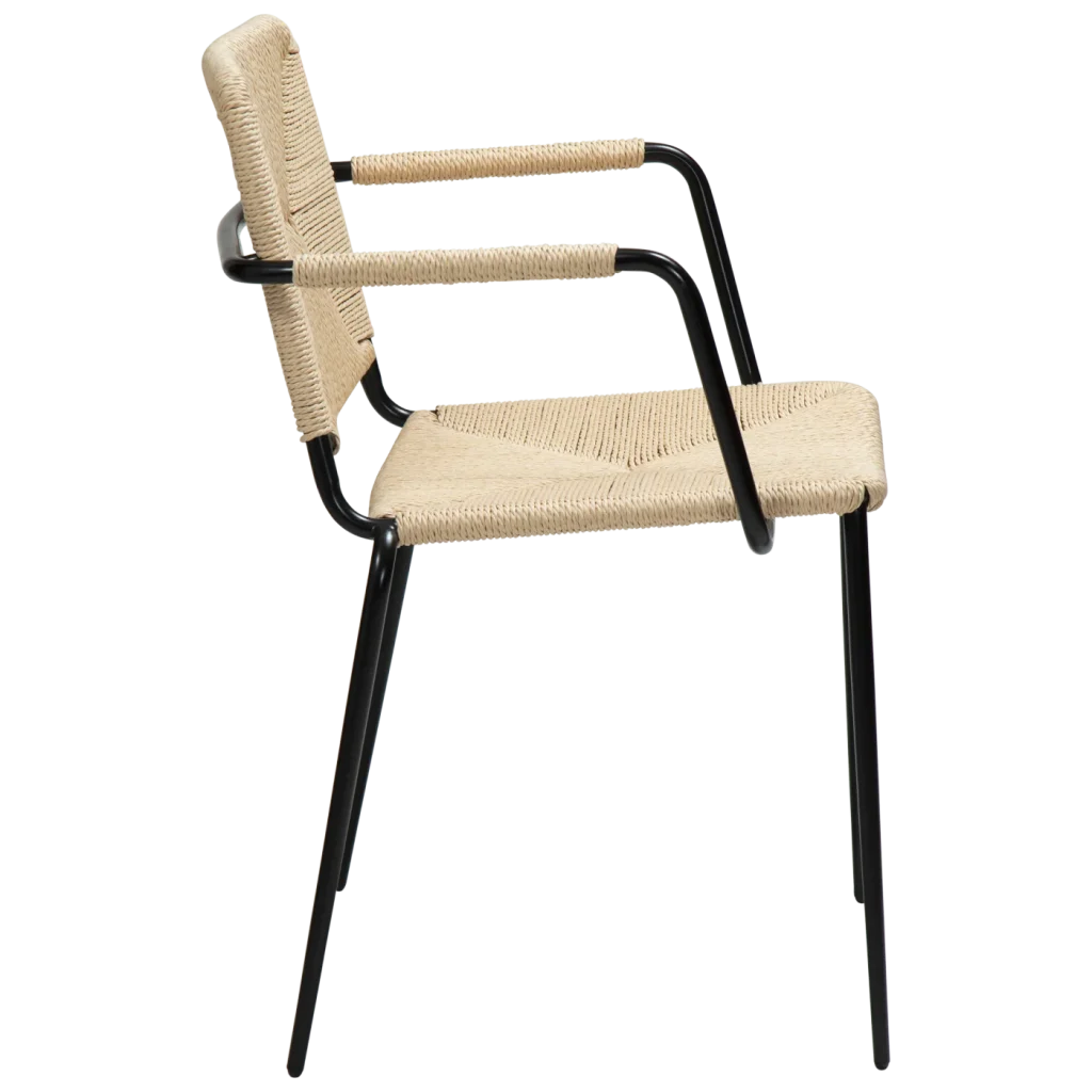 Stiletto Armchair Natural Paper Cord With Black Metal Legs 100232840 03 Profile