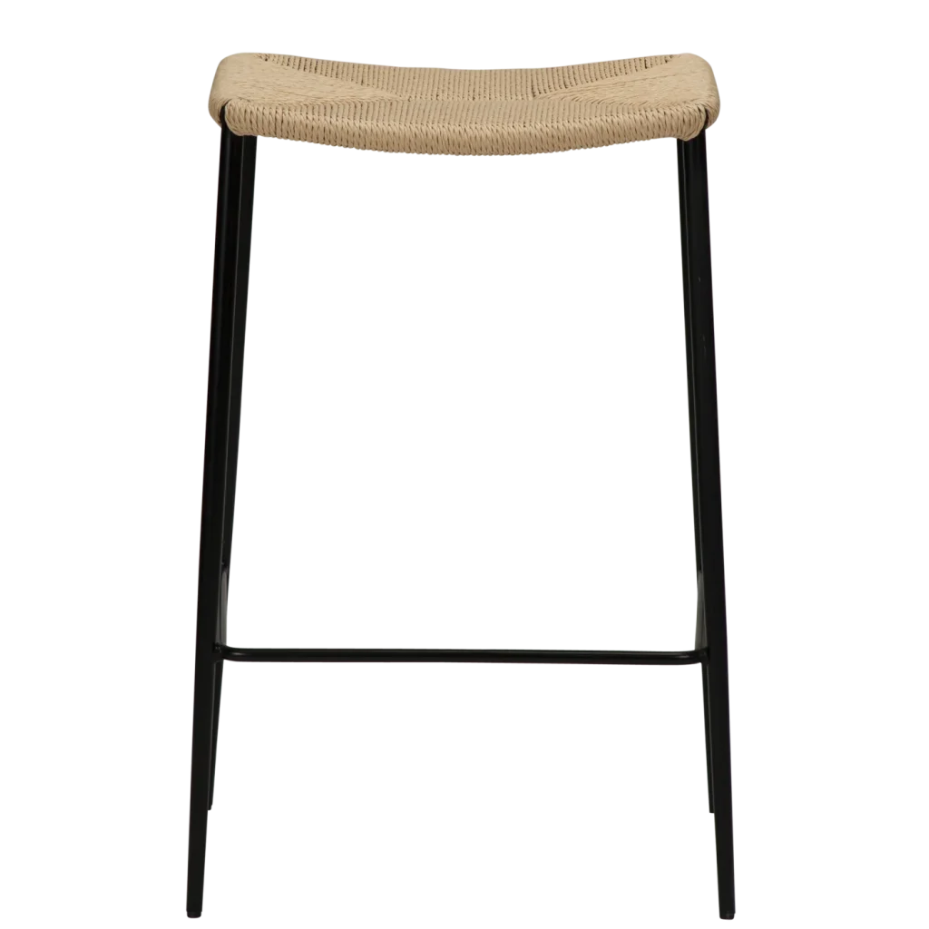 Stiletto Counter Stool Natural Paper Cord With Black Metal Legs 300232820 02 Front