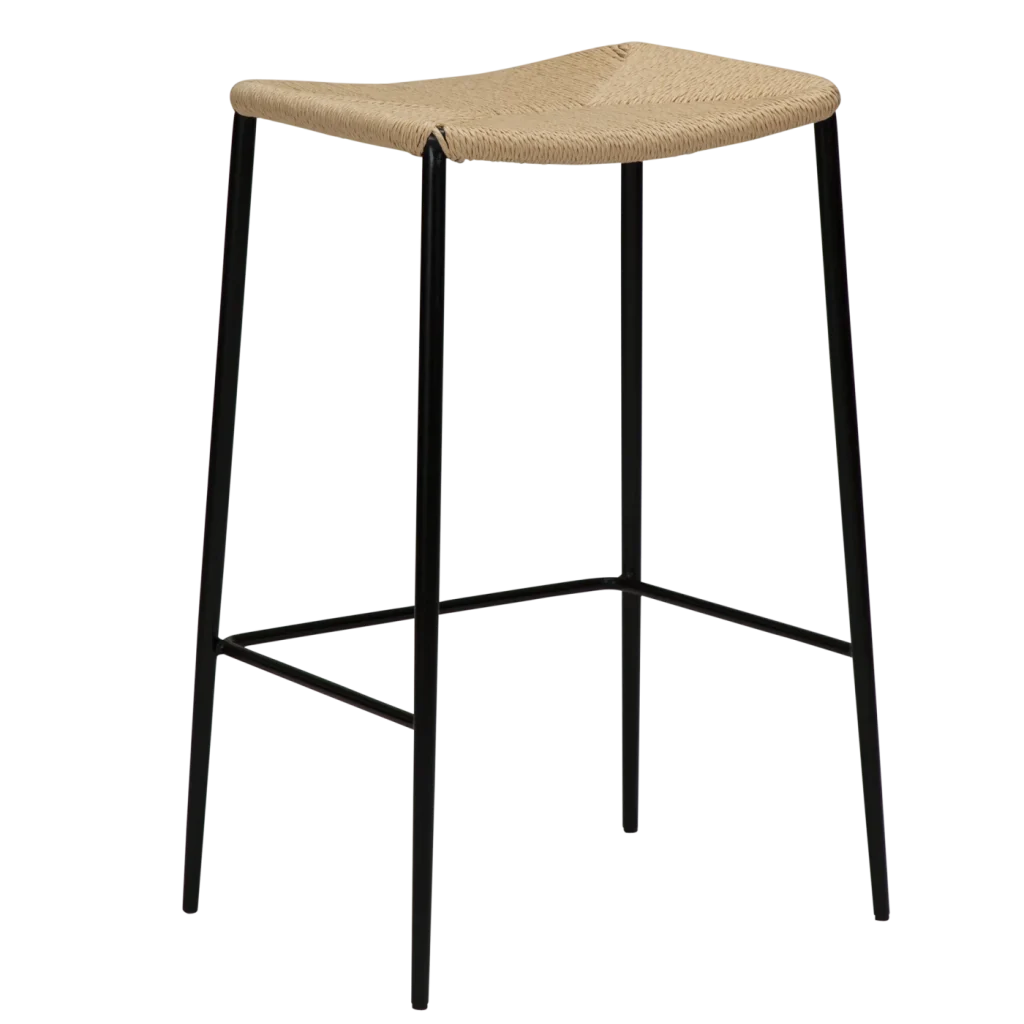 Stiletto Counter Stool Natural Paper Cord With Black Metal Legs 300232820 05 Back Angle