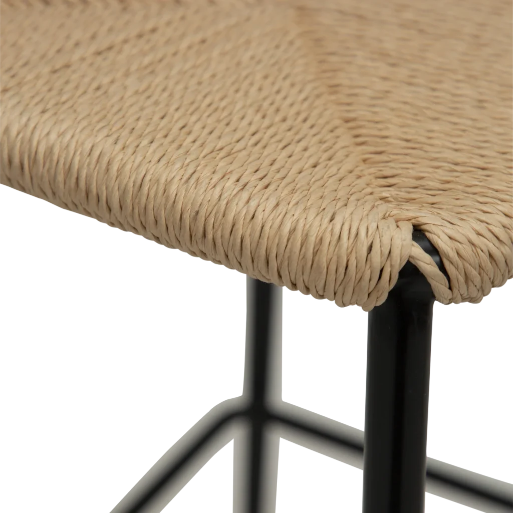 Stiletto Counter Stool Natural Paper Cord With Black Metal Legs 300232820 08 Detail3