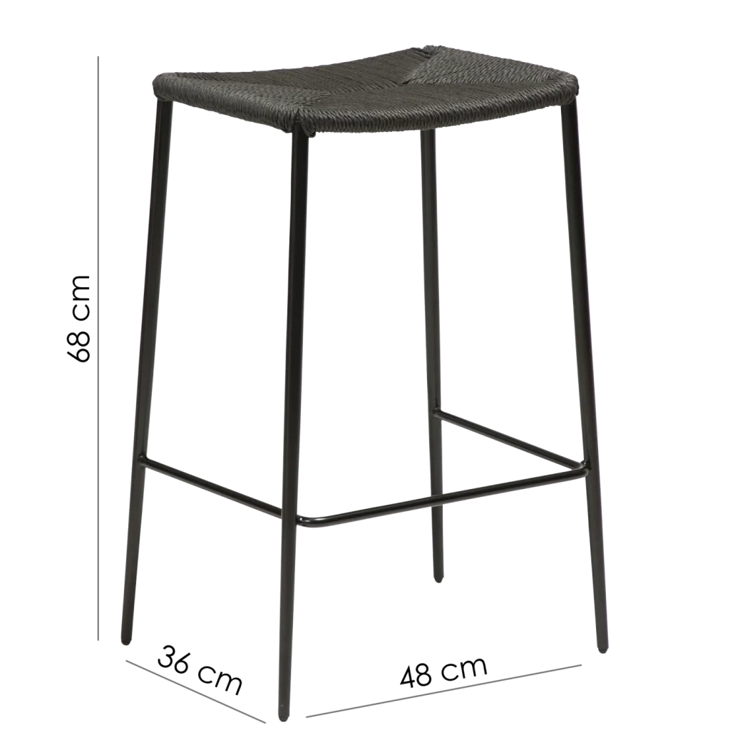 Stiletto Counter Stool Natural Paper Cord With Black Metal Legs 300232820 15 Measurements