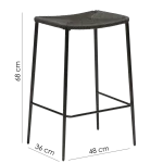 Stiletto Counter Stool Natural Paper Cord With Black Metal Legs 300232820 15 Measurements