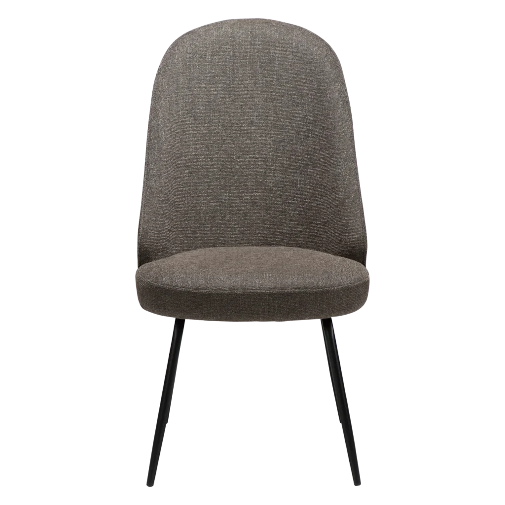 UTOPIA CHAIR Major Brown Boucle Fabric W. Black Metal Legs 100210102 02 Front