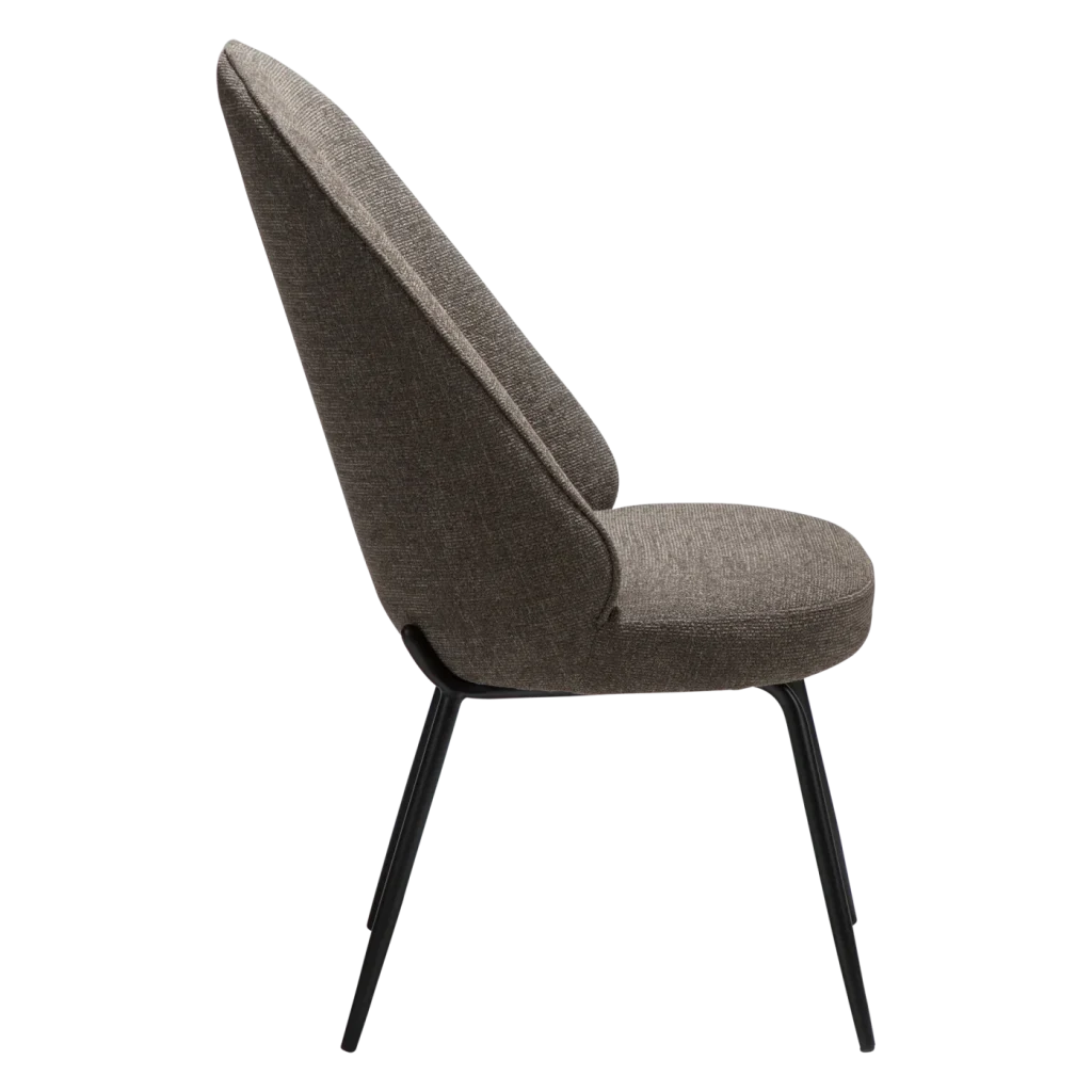 UTOPIA CHAIR Major Brown Boucle Fabric W. Black Metal Legs 100210102 03 Profile