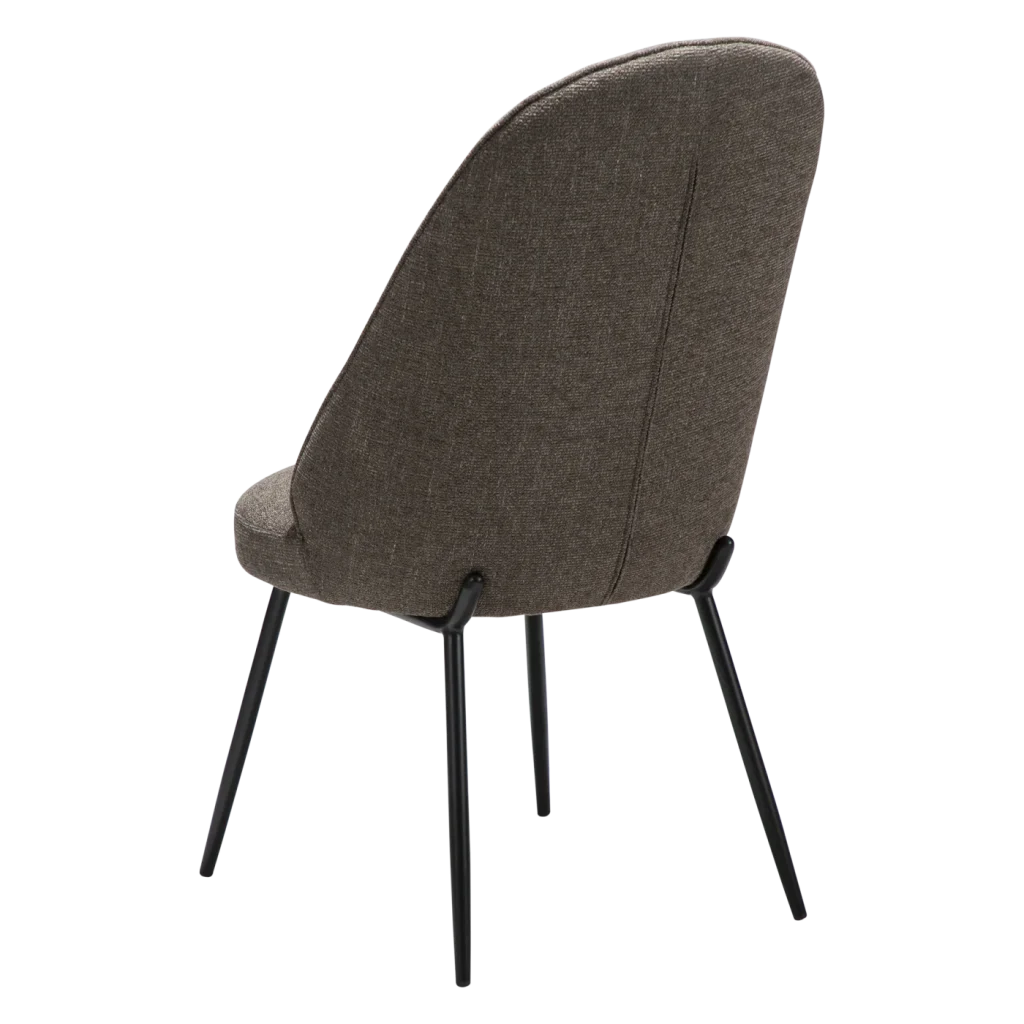 UTOPIA CHAIR Major Brown Boucle Fabric W. Black Metal Legs 100210102 05 Back Angle