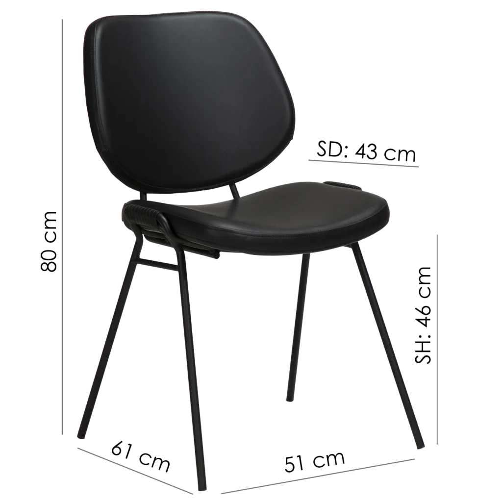 Yeet Chair Crow Black Fabric With Black Metal Legs 100665140 15 Measurements