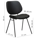 Yeet Chair Crow Black Fabric With Black Metal Legs 100665140 15 Measurements