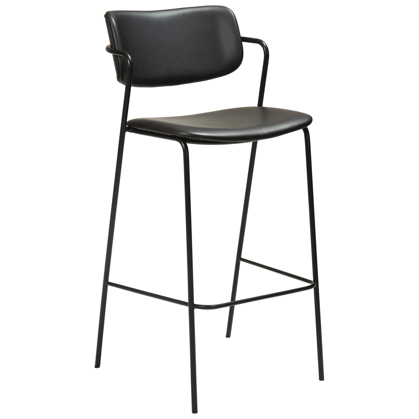 Zed Bar Stool Vintage Black Art Leather With Black Metal Legs 200103100 01 Main