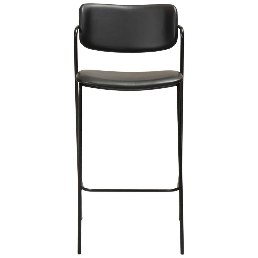 Zed Bar Stool Vintage Black Art Leather With Black Metal Legs 200103100 02 Front