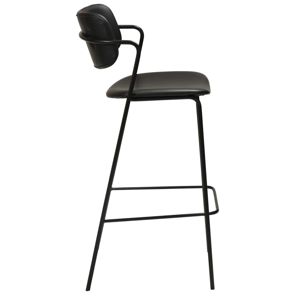 Zed Bar Stool Vintage Black Art Leather With Black Metal Legs 200103100 03 Profile