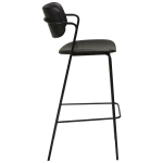 Zed Bar Stool Vintage Black Art Leather With Black Metal Legs 200103100 03 Profile