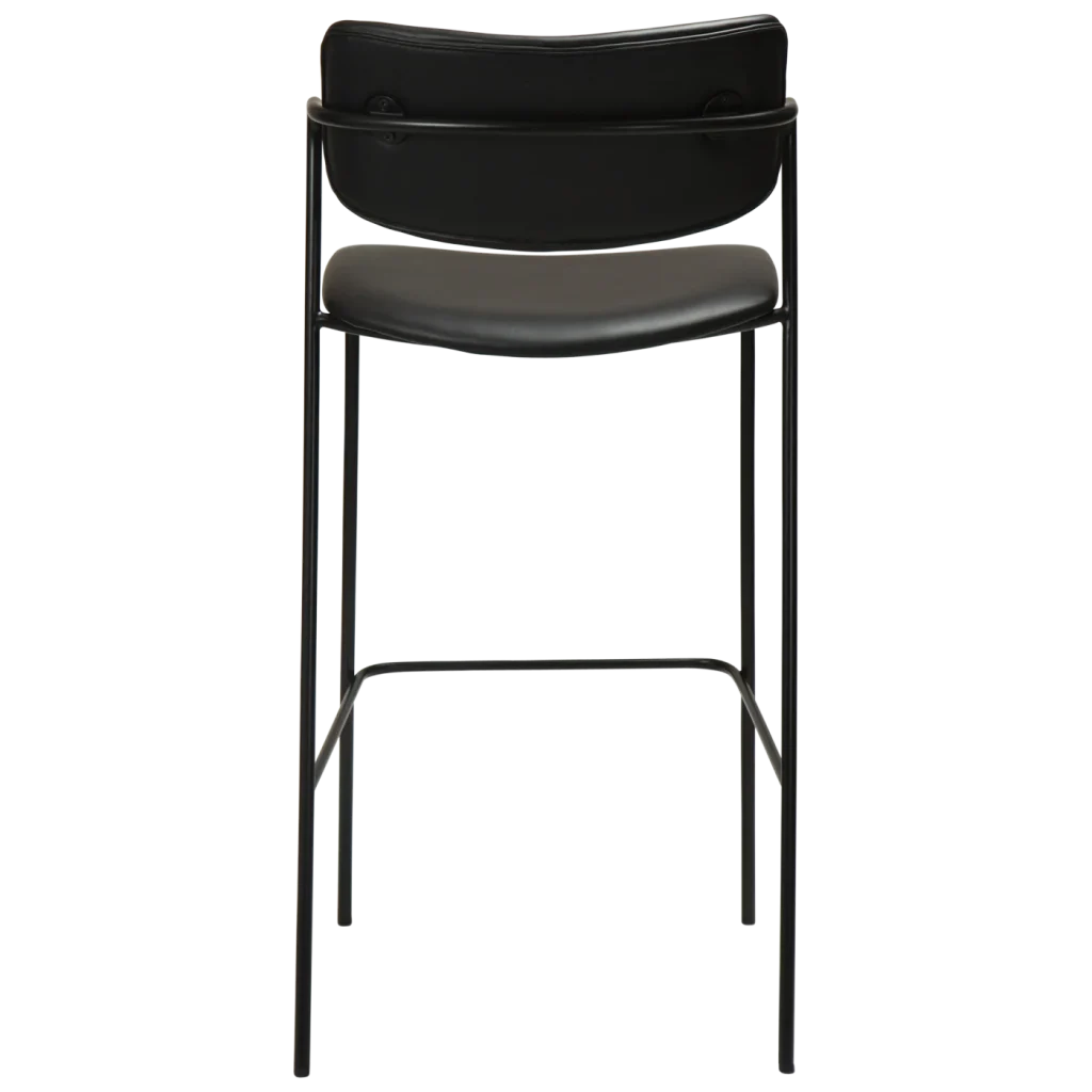 Zed Bar Stool Vintage Black Art Leather With Black Metal Legs 200103100 04 Back