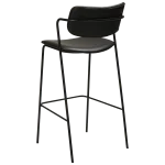 Zed Bar Stool Vintage Black Art Leather With Black Metal Legs 200103100 05 Back Angle