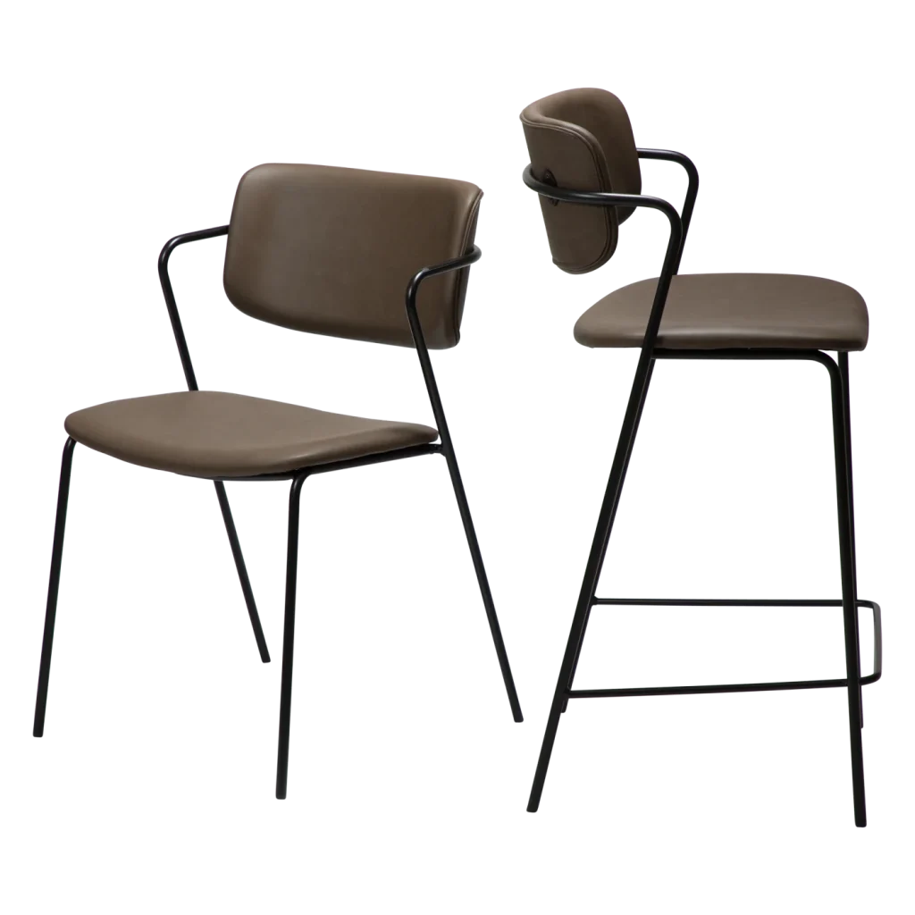 ZED COUNTER STOOL Major Brown Faux Leather W. Black Legs 300103118 9