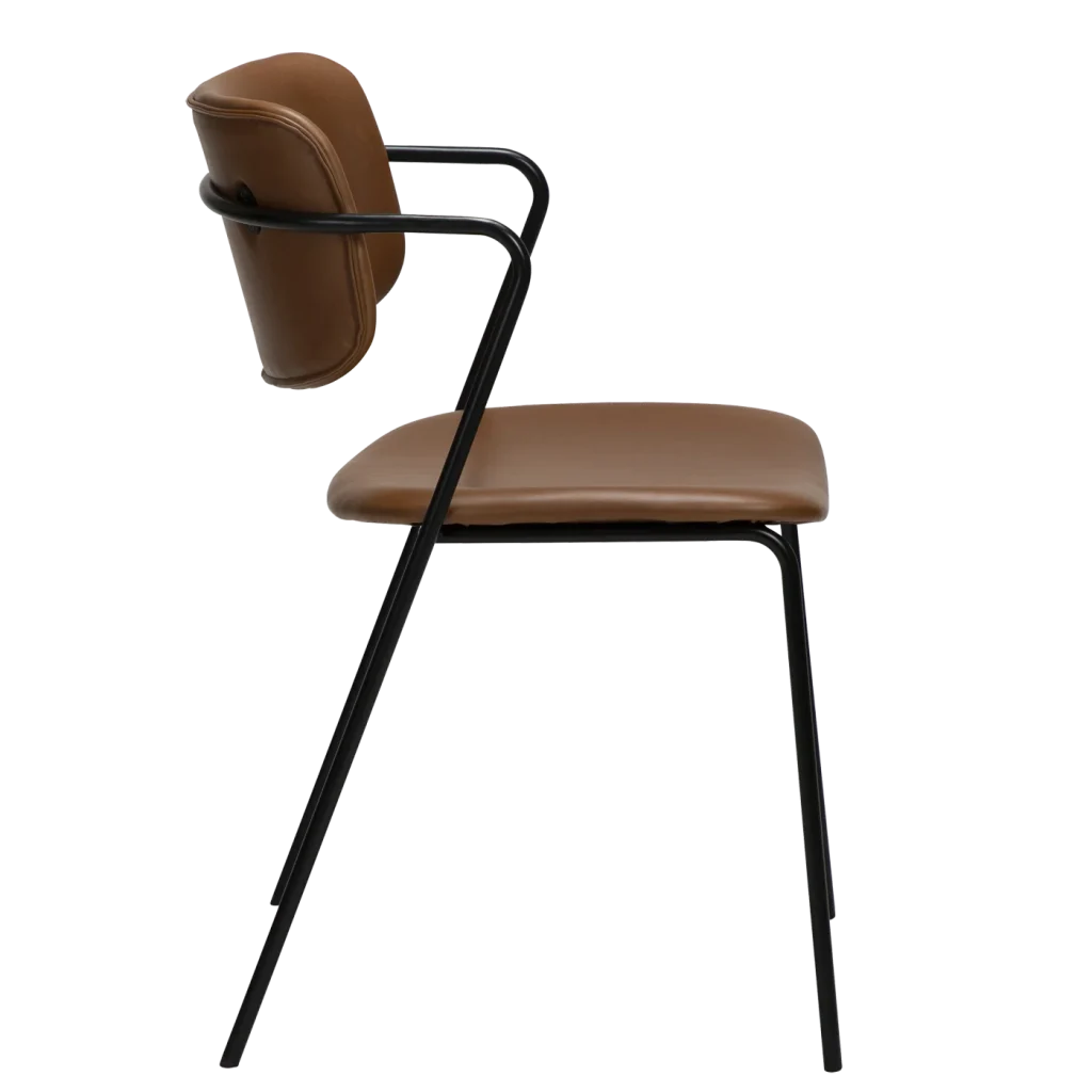 Zed Chair Vintage Light Brown Art Leather With Black Metal Legs 100103101 03 Profile
