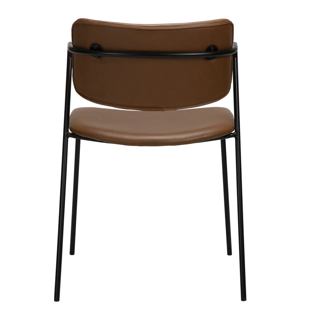 Zed Chair Vintage Light Brown Art Leather With Black Metal Legs 100103101 04 Back