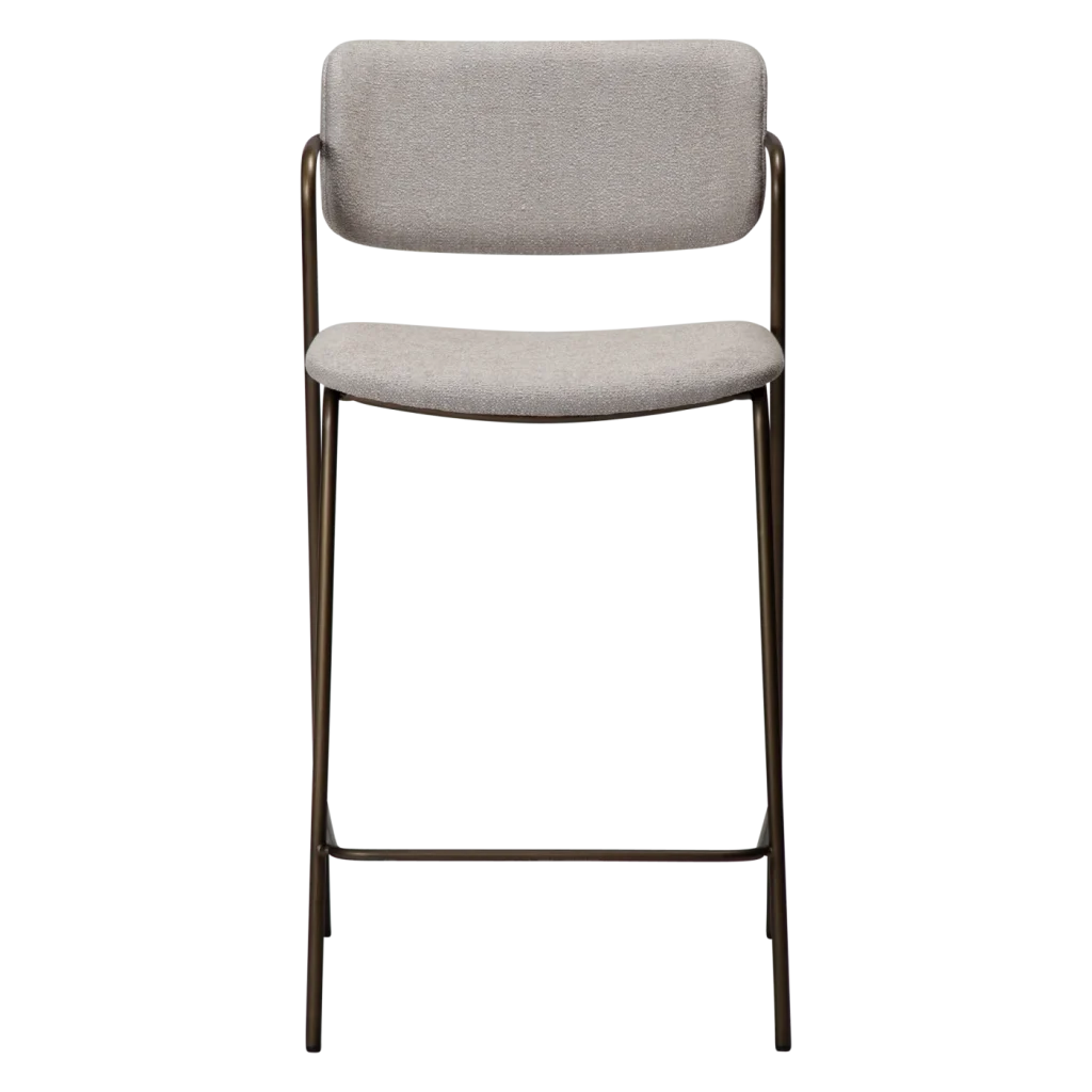 ZED COUNTER STOOL Cashmere Boucle W. Antique Brass Legs 300103117 02 Front